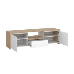 Mobile porta TV Ambivere, 48x179 h52 cm, Rovere e Bianco<Dmora Discount