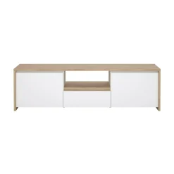 Mobile porta TV Ambivere, 48x179 h52 cm, Rovere e Bianco<Dmora Discount
