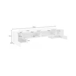 Mobile porta TV Amis, cm 210x45h45, Bianco lucido e Acero<Dmora Clearance