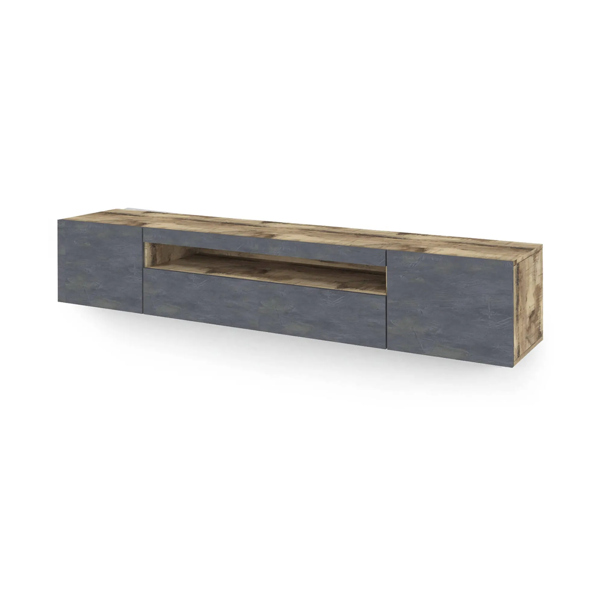Mobile porta TV Amore, Acero e Ardesia, con luce LED<Dmora Hot