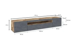 Mobile porta TV Amore, Acero e Ardesia, con luce LED<Dmora Hot