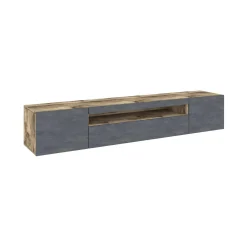 Mobile porta TV Amore, cm 200x40h37, Acero e Ardesia<Dmora Sale