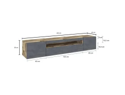 Mobile porta TV Amore, cm 200x40h37, Acero e Ardesia<Dmora Sale