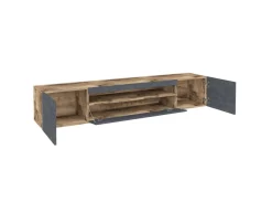 Mobile porta TV Amore, cm 200x40h37, Acero e Ardesia<Dmora Sale