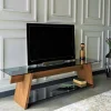 Mobile porta TV Amorosi, 158x40h45 cm, Noce e Nero<Dmora Clearance