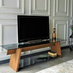 Mobile porta TV Amorosi, 158x40h45 cm, Noce e Nero<Dmora Clearance