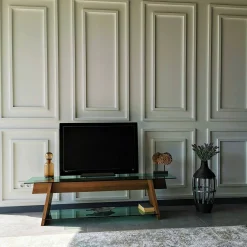 Mobile porta TV Amorosi, 158x40h45 cm, Noce e Verde<Dmora Hot