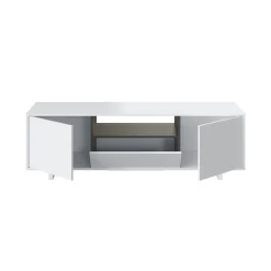 Mobile porta TV Andalusia, 150x41h46 cm, Bianco lucido e Grigio cenere<Dmora Shop