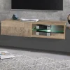 Mobile porta TV Andris, cm 160x45h51, Antracite e Acero<Dmora Best Sale