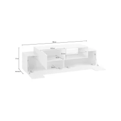 Mobile porta TV Andris, cm 160x45h51, Bianco lucido e Acero<Dmora Hot