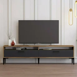 Mobile porta TV Angiari, 180x47h35 cm, Noce e Antracite<Dmora Discount