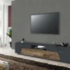 Mobile porta TV Animai, cm 220x43h46, Ardesia e Acero<Dmora Cheap