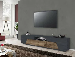 Mobile porta TV Animai, cm 220x43h46, Ardesia e Acero<Dmora Cheap