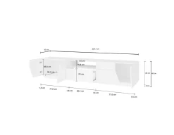 Mobile porta TV Animai, cm 220x43h46, Bianco lucido e Acero<Dmora Flash Sale