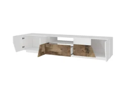 Mobile porta TV Animai, cm 220x43h46, Bianco lucido e Acero<Dmora Flash Sale