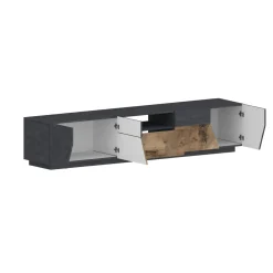 Mobile porta TV Animai, cm 220x43h46, Ardesia e Acero<Dmora Cheap