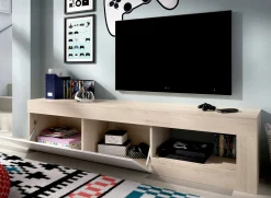 Mobile porta TV Animeli, 204x42h48 cm, Rovere e Bianco<Dmora Outlet