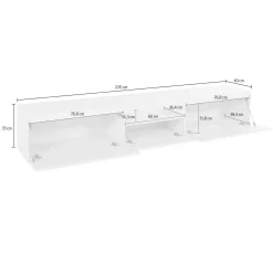 Mobile porta TV Annett, 220x40h35 cm, lucido<Dmora Fashion