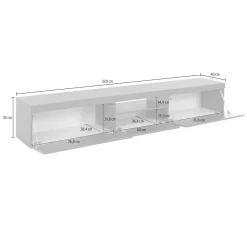 Mobile porta TV Annett, 220x40h35 cm,<Dmora Outlet