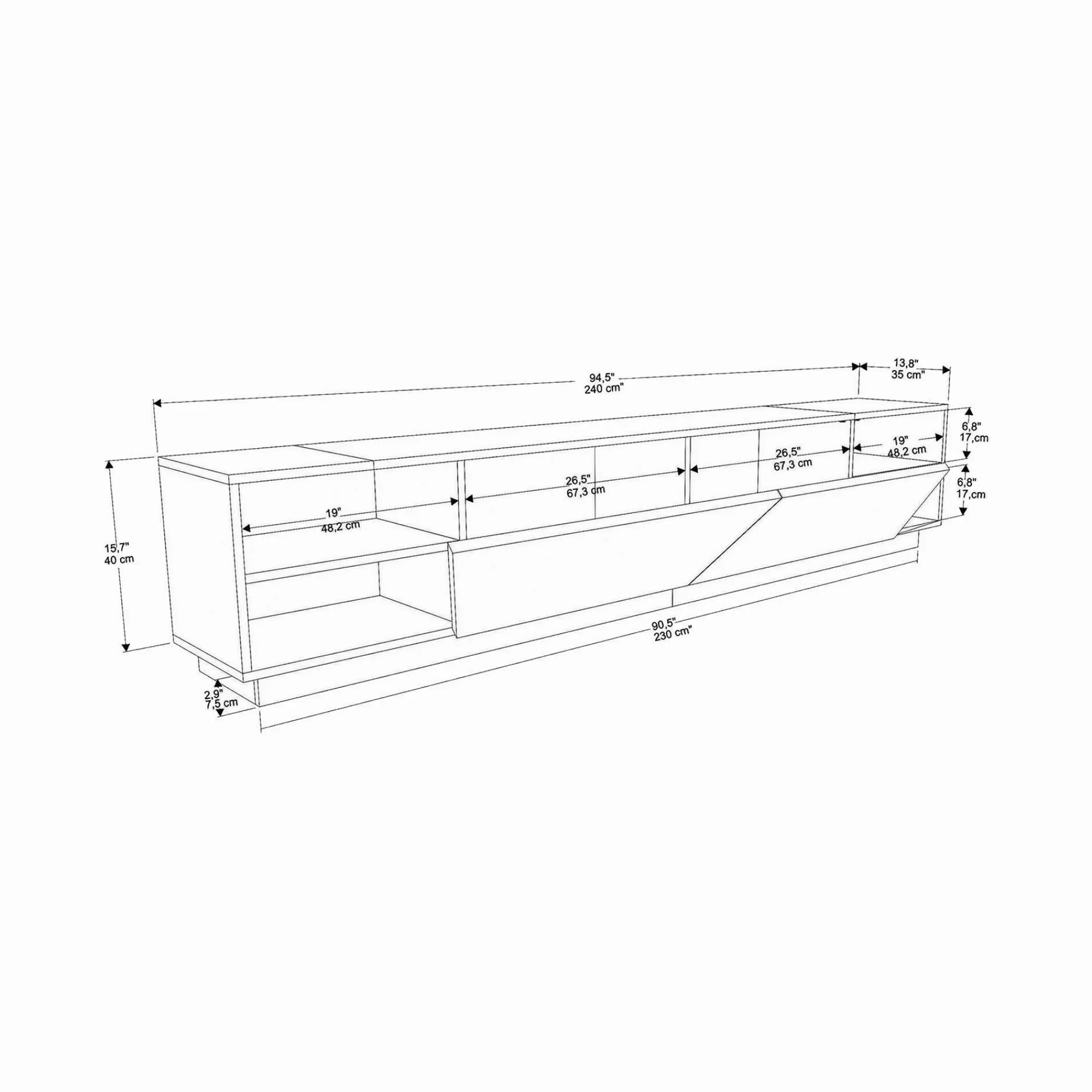 Mobile porta TV Apat, 240x37h47 cm,<Dmora New