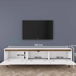 Mobile porta TV Apatite, 180x35h49 cm, Bianco e Noce<Dmora Best
