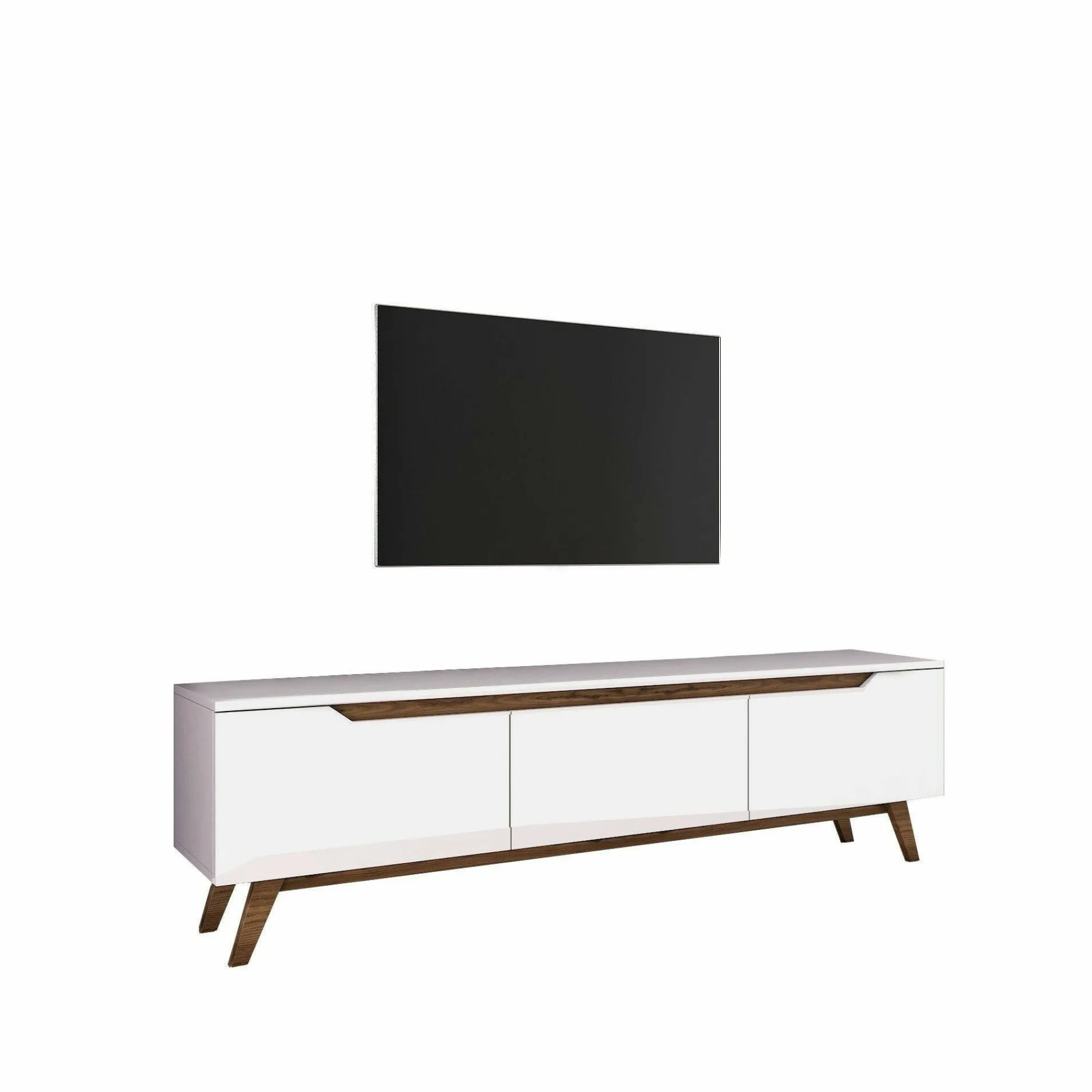 Mobile porta TV Apatite, 180x35h49 cm, Bianco e Noce<Dmora Best