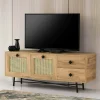 Mobile porta TV Apollinare, Quercia e Nero, 140x40h60 cm<Dmora Store