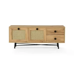 Mobile porta TV Apollinare, Quercia e Nero, 140x40h60 cm<Dmora Store