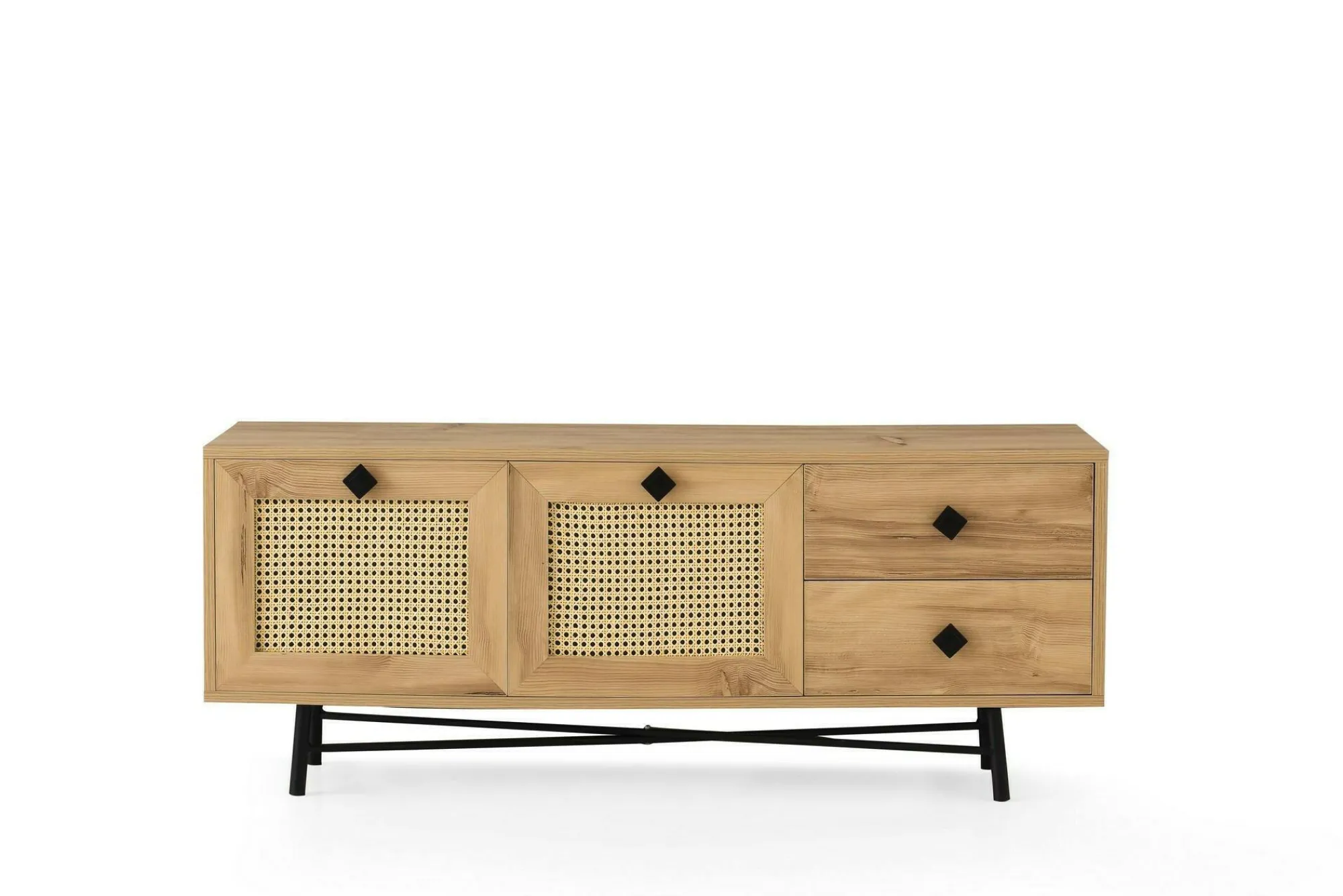 Mobile porta TV Apollinare, Quercia e Nero, 140x40h60 cm<Dmora Store