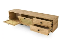 Mobile porta TV Apollinare, Quercia e Nero, 180x40h60 cm<Dmora Fashion