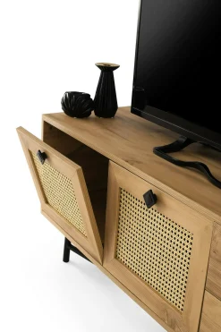 Mobile porta TV Apollinare, Quercia e Nero, 140x40h60 cm<Dmora Store