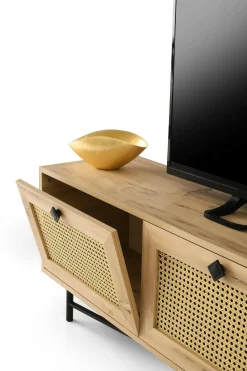 Mobile porta TV Apollinare, Quercia e Nero, 180x40h60 cm<Dmora Fashion