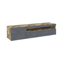 Mobile porta TV Aquilo, Acero e Ardesia, con luce LED<Dmora New