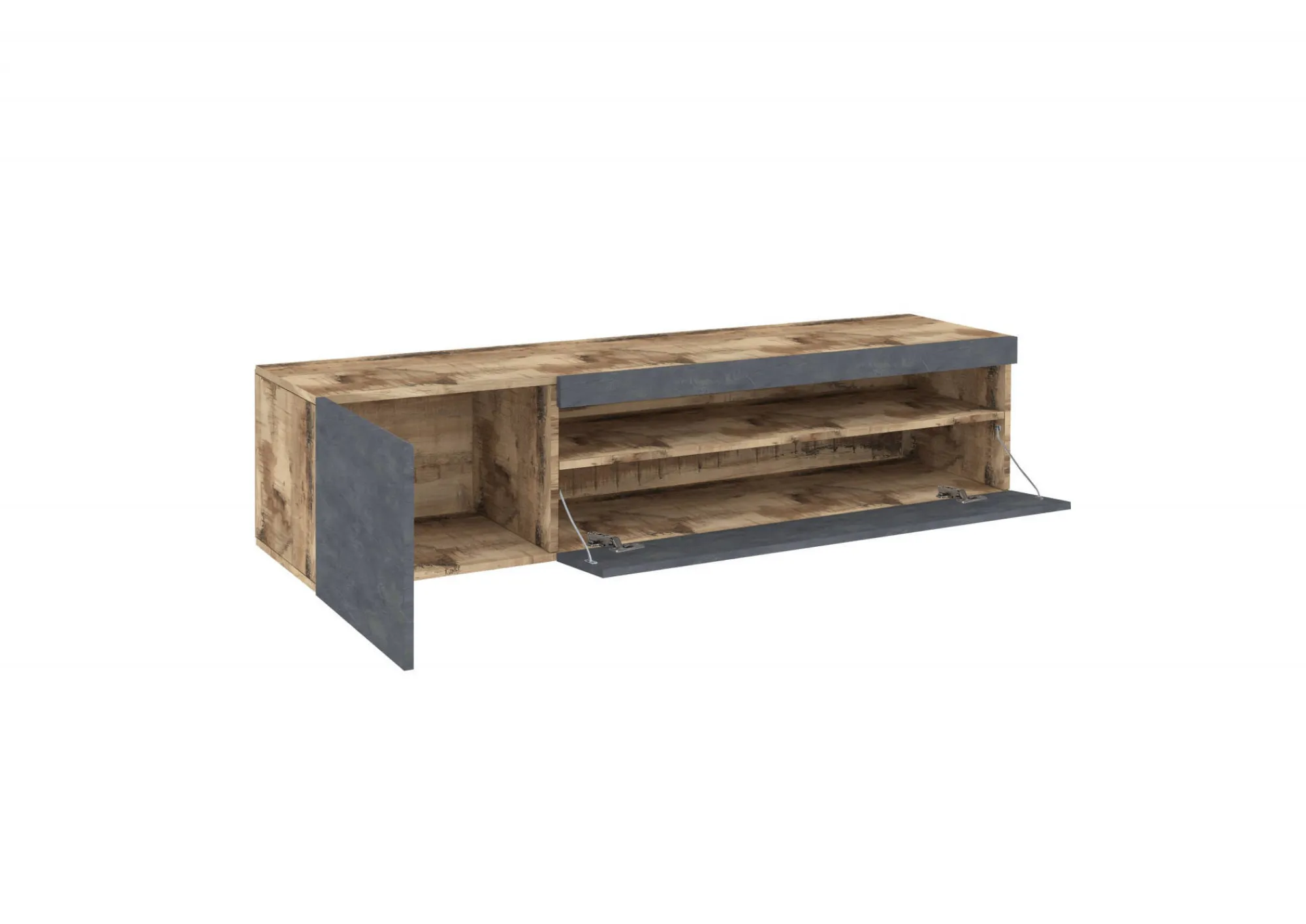 Mobile porta TV Aquilo, Acero e Ardesia, con luce LED<Dmora New