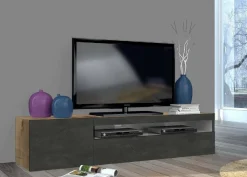 Mobile porta TV Aquilo, cm 150x40h37, Acero e Ardesia<Dmora Best