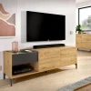 Mobile porta TV Aras, 164x39h49 cm, Rovere Nodi e Antracite<Dmora Best