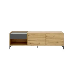 Mobile porta TV Aras, 164x39h49 cm, Rovere Nodi e Antracite<Dmora Best