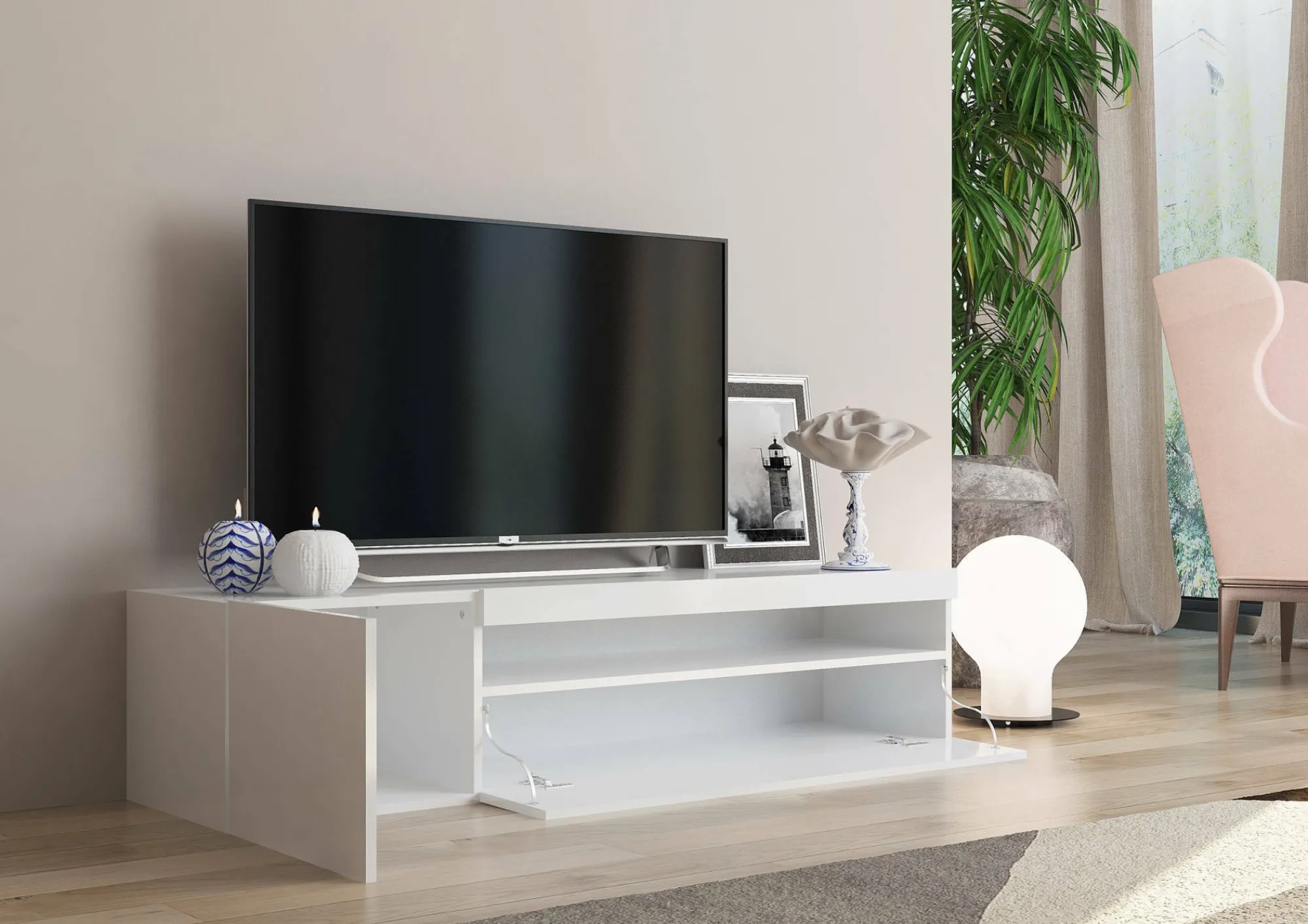 Mobile porta TV Ardy, , con luce LED<Dmora Best Sale