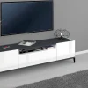 Mobile porta TV Argentoro, cm 160x40h47, Bianco lucido e Ardesia<Dmora Online