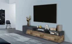 Mobile porta TV Arghi, cm 200x43h46, Ardesia e Acero<Dmora Online