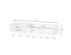 Mobile porta TV Arghi, cm 200x43h46, Bianco lucido e Acero<Dmora Sale