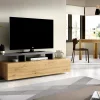 Mobile porta TV Argon, 165x40h47 cm, Rovere Nodi e Antracite<Dmora Discount