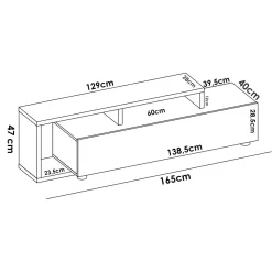 Mobile porta TV Argon, 165x40h47 cm, Rovere Nodi e Antracite<Dmora Discount