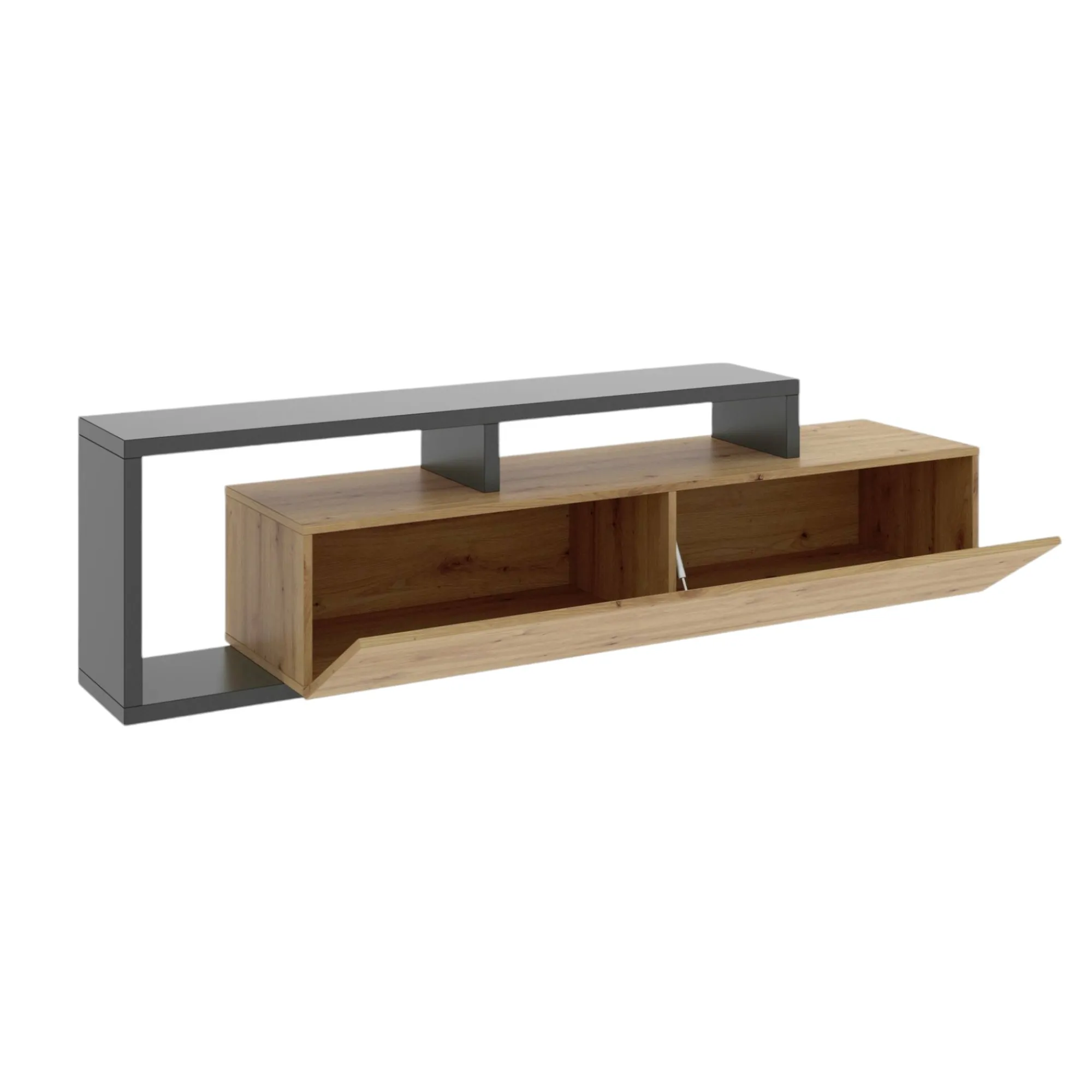 Mobile porta TV Argon, 165x40h47 cm, Rovere Nodi e Antracite<Dmora Discount