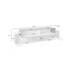 Mobile porta TV Arold, cm 200x45h52, Bianco lucido e Ardesia<Dmora Store