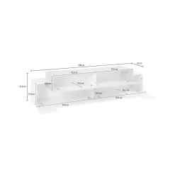 Mobile porta TV Arold, cm 200x45h52, Bianco lucido e Cemento<Dmora Sale