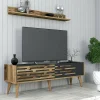 Mobile porta TV Arsiero, 140x45h35 cm, Noce e Antracite<Dmora New