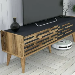 Mobile porta TV Arsiero, 140x45h35 cm, Noce e Antracite<Dmora New
