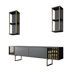 Mobile porta TV Artinay, 180x30h48 cm, Antracite e Nero<Dmora Shop
