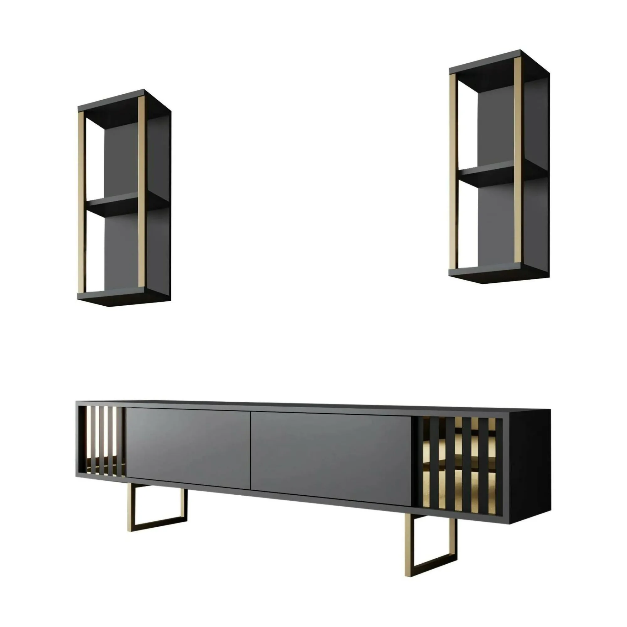 Mobile porta TV Artinay, 180x30h48 cm, Antracite e Nero<Dmora Shop